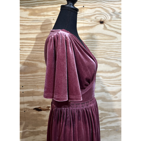 Zilcremo Velvet Babydoll Fit & Flare Midi Dress Size Medium Romantic Coquette - Picture 5 of 14